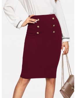 Double Button Pencil Skirt