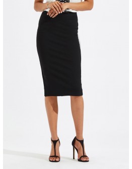 Slit Back Solid Pencil Skirt