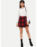 O-Ring Zip Back Plaid Wrap Skirt