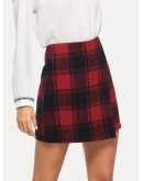 O-Ring Zip Back Plaid Wrap Skirt