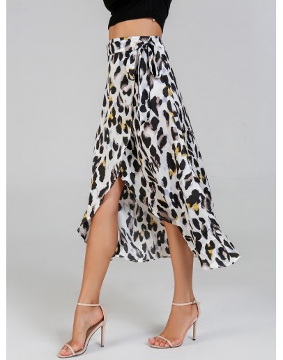 Waist Knot Leopard Print Skirt