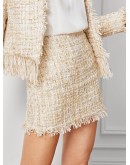 Fringe Hem Tweed Skirt