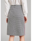 Studded Striped Tape Side Houndstooth Skirt