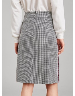 Studded Striped Tape Side Houndstooth Skirt