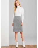 Studded Striped Tape Side Houndstooth Skirt