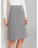 Studded Striped Tape Side Houndstooth Skirt