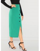 Slant Pocket Button Skirt