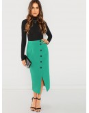 Slant Pocket Button Skirt