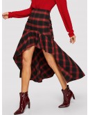 Asymmetrical Plaid Skirt