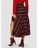 Asymmetrical Plaid Skirt