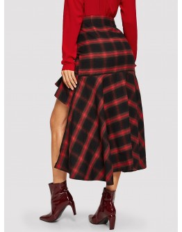 Asymmetrical Plaid Skirt