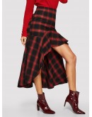 Asymmetrical Plaid Skirt