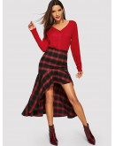 Asymmetrical Plaid Skirt