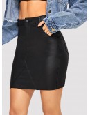 Cut And Sew PU Skirt