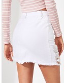 Slant Pocket Ripped Skirt