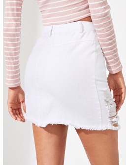 Slant Pocket Ripped Skirt