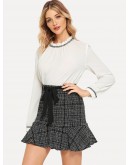 Flounce Hem Tweed Skirt