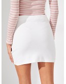 Wrap Split Front Solid Skirt