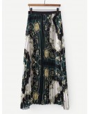 Scarf Print Pleated Skirt