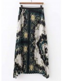 Scarf Print Pleated Skirt