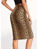 High Waist Leopard Print Skirt