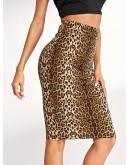 High Waist Leopard Print Skirt