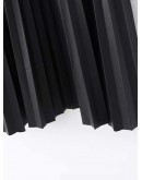 Solid Pleated PU Skirt