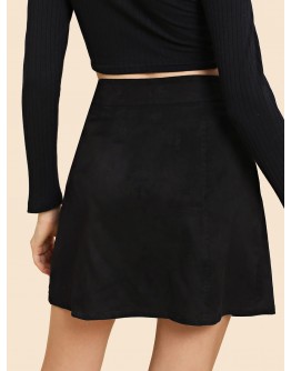 Single Breasted Suede Skirt