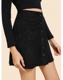 Single Breasted Suede Skirt