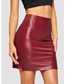 Zipper Up PU Skirt