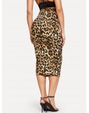 High Waist Leopard Bodycon Skirt