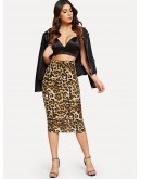 High Waist Leopard Bodycon Skirt