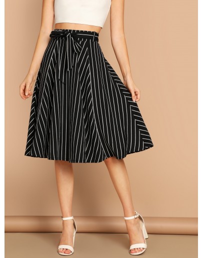 High Waist Striped Skirt