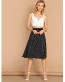 High Waist Striped Skirt