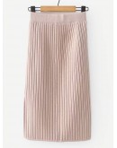 Slit Hem Rib Knit Trim Skirt