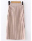 Slit Hem Rib Knit Trim Skirt