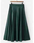 Pleated Solid PU Skirt