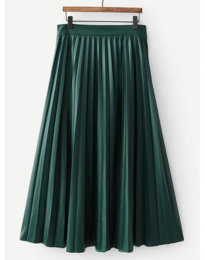 Pleated Solid PU Skirt