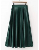 Pleated Solid PU Skirt