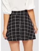 Elastic Waist Grid Textured Skirt