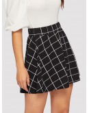 Elastic Waist Grid Textured Skirt