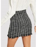 Fringe Detail Tweed Bodycon Skirt