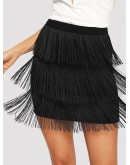 Layered Fringe Bodycon Skirt