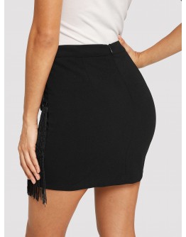 Layered Fringe Bodycon Skirt