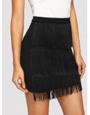 Layered Fringe Bodycon Skirt