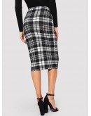 Form Fitted Glen Plaid Pencil Skirt