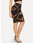 Chain Print Bodycon Skirt