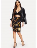 Chain Print Bodycon Skirt