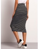 Drawstring Waist Striped Skirt