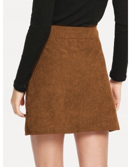 Single Breasted Corduroy Skirt